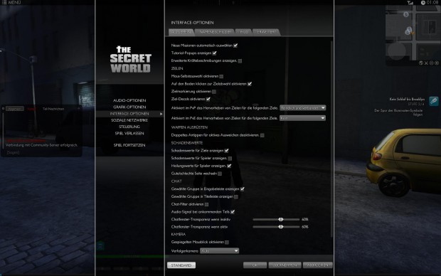 Interfaceoptionen von The Secret World
