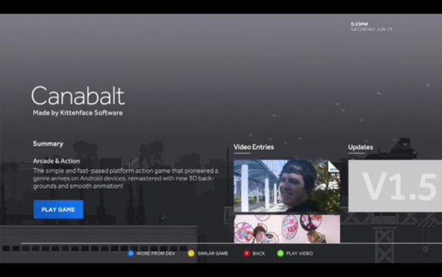 Ouya - Canabalt-Detailseite im Ouya-UI (Bild: Ouya)