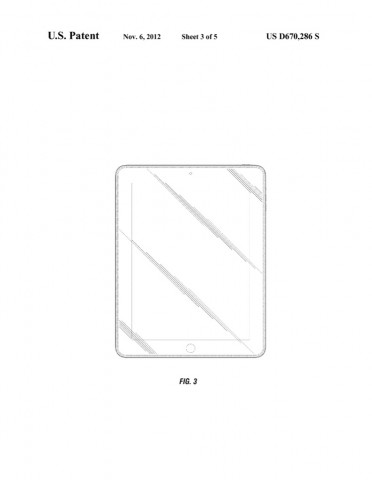 US-Designpatent D670,286 zeigt die abgerundeten Ecken des iPad 1. (Bild: US-Patent- und Markenamt)