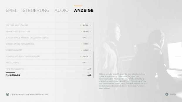 Die Film-Körnung kann abgeschaltet werden. (Screenshot: Marc Sauter/Golem.de)