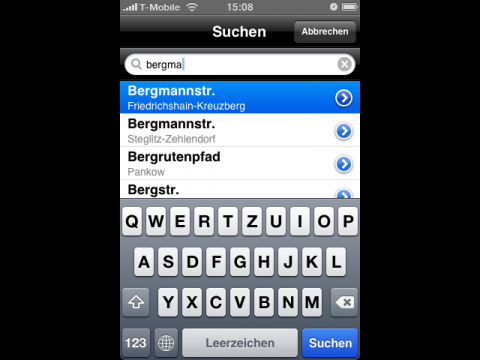 Suche nach Stra&szlig;e ...