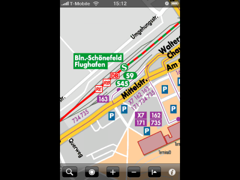 Karte zeigt Buslinien mit Haltestellen