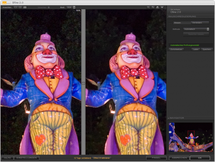 Links vor, rechts nach der Entrauschung (Foto: Andreas Donath)