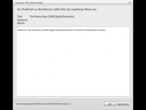 Bei einem anderen Songdownload m&uuml;ssen ID3-Tags m&uuml;hsam per Hand nachgetragen werden, weil die Nachladefunktion das Lied nicht kennt.