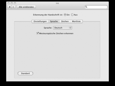 Die Schreibsprache wird in der Systemeinstellung umgestellt.