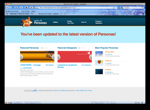 Firefox 3.5 mit Personas