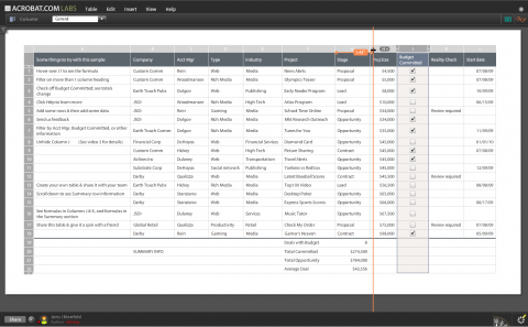 Acrobat.com - Tables