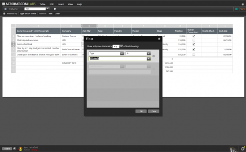 Acrobat.com - Tables