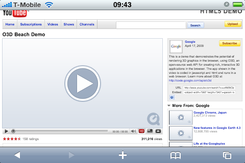 HTML 5 bei Youtube. Die Vorschaubilder fehlen.