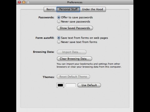 Chromium Portable MacOS X - Optionen