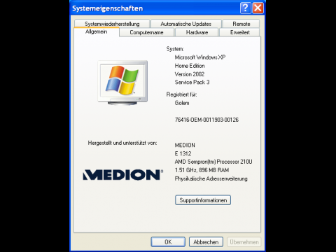 Windows kennt den Sempron per CPUID.