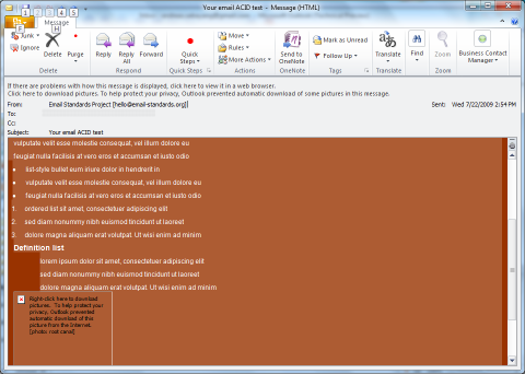 Office 2010 Technical Preview: Schlechte Darstellung von HTML-E-Mails durch die Word-2010-Engine