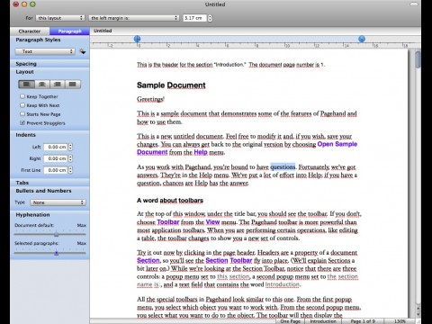 Pagehand - Absatzformatierung