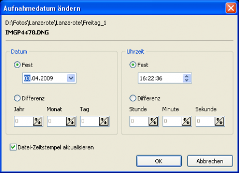 Picmeta Systems PIE - Datums&auml;nderungsfunktion