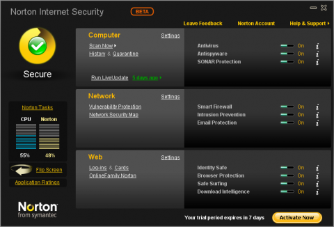Symantec Norton Internet Security 2010 Beta