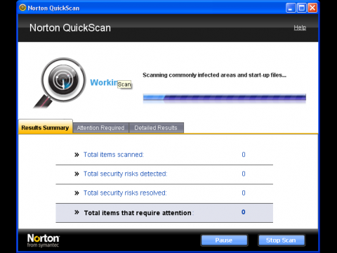 Symantec Norton Internet Security 2010 - Scanvorgang
