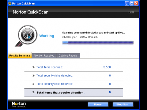 Symantec Norton Internet Security 2010 - Scanvorgang