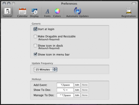 iDeskCal - Konfiguration