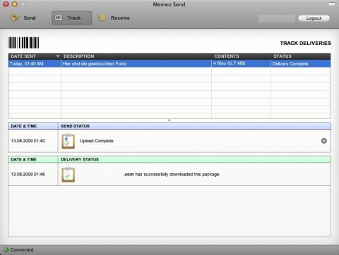 Memeo - Downloadbest&auml;tigung