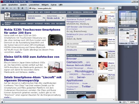 Opera 10 - Tableiste am rechten Rand