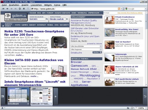Opera 10 - Tableiste am unteren Rand