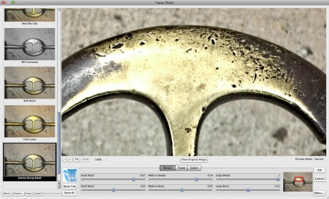 Topaz Detail gesch&auml;rft mit Voreinstellung "Interior strong details"
