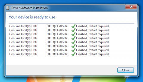 Alle acht Cores werden einzeln erkannt.