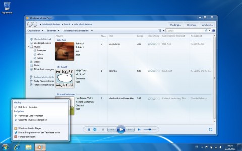 Sprungliste des Windows Media Player