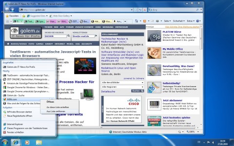 Element aus der Sprungliste vom Internet Explorer 8 entfernen