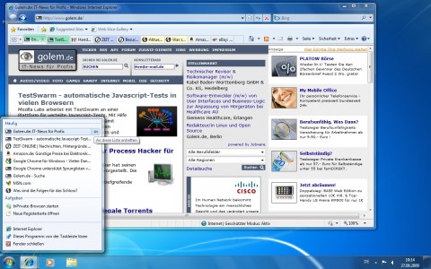 Ein Element in der Sprungliste vom Internet Explorer 8 fest anheften