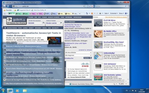 Tabvorschau in Listenform in der Taskleiste beim Internet Explorer 8