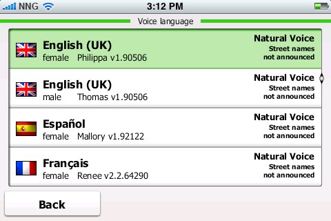 iGo my Way - Sprachauswahl