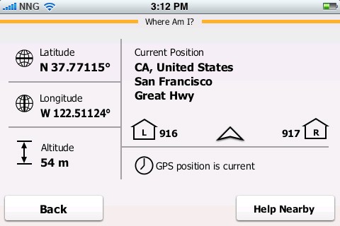iGo my Way - Notfallbildschirm
