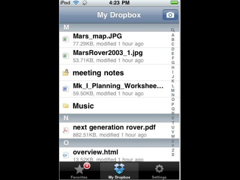 Dropbox auf dem iPhone - Inhalt der Dropbox