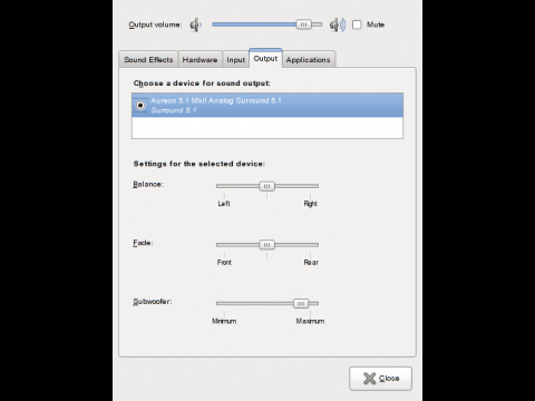 Gnome 2.28 - Einstellungen f&uuml;r Subwoofer und Fading