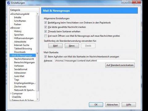 Seamonkey 2.0 - Einstellungen