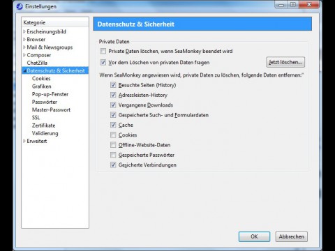 Seamonkey 2.0 - Einstellungen