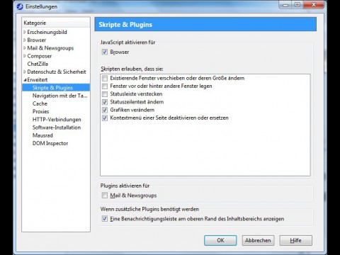 Seamonkey 2.0 - Einstellungen
