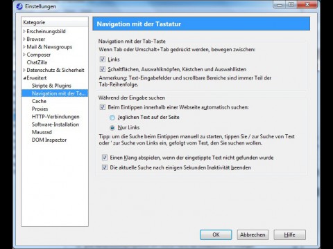 Seamonkey 2.0 - Einstellungen