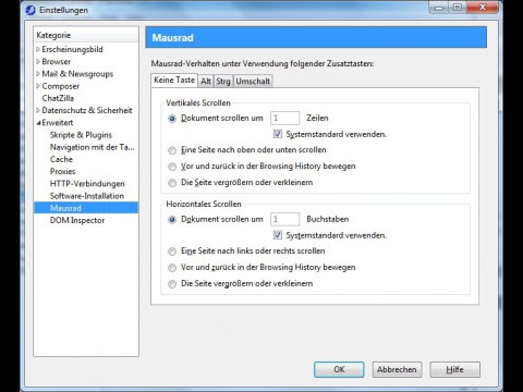 Seamonkey 2.0 - Einstellungen