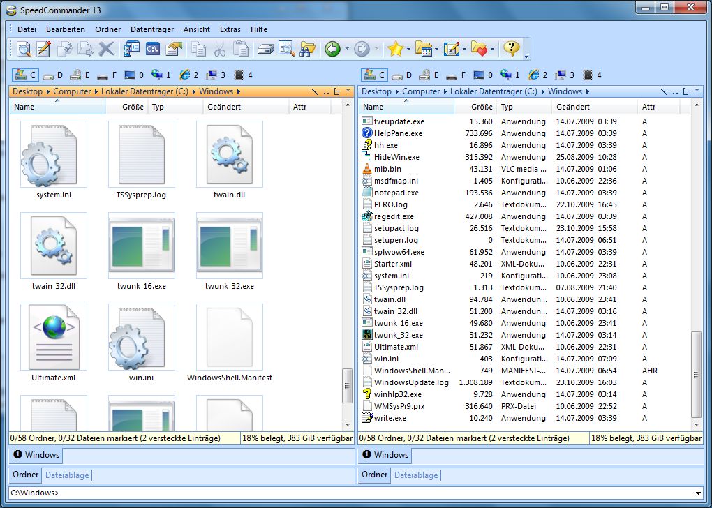Speedcommander 13 mit großen Symbolen