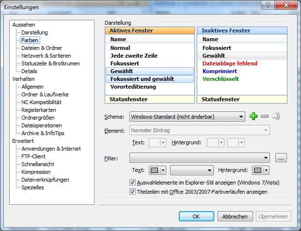 Speedcommander 13 - Einstellungen