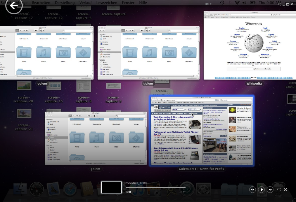 Ansicht von Bildern. Auch hier ist die Oberfläche schön aufgeräumt.