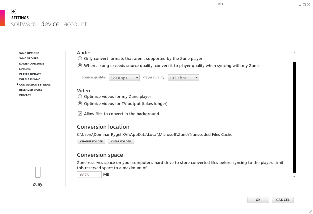 Konvertiereinstellungen