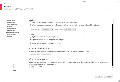 Konvertiereinstellungen
