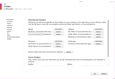 Ordnereinstellungen. Hier wird es un&uuml;bersichtlich, aber auch sehr flexibel.