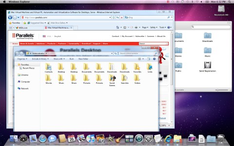 Windows 7 mit Aero unter Parallels Desktop 5 for Mac im Crystalmodus