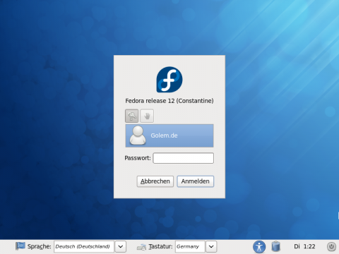 Das Anmeldefenster des Gnome Display Managers