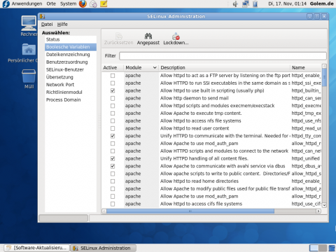 Ein grafisches Frontend f&uuml;r das Sicherheitsframework SE-Linux erleichtert die Konfiguration.
