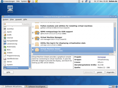 In dieser Version setzt Fedora auch wieder auf Virtualisierung.